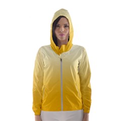 Cream Yellow To Amber Orange Linear Gradient Women s Hooded Windbreaker by GradientsOmbre