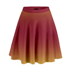 Electric Yellow To Burgundy Red Bilinear Gradient High Waist Skirt by GradientsOmbre