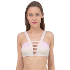 Pink Lace To Cream Yellow Linear Gradient Cage Up Bikini Top