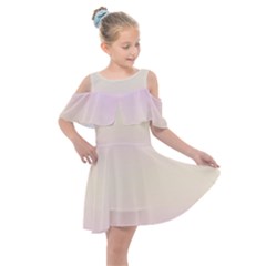 Pink Lace To Cream Yellow Bilinear Gradient Kids  Shoulder Cutout Chiffon Dress