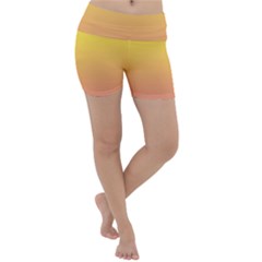 Electric Yellow To Coral Pink Linear Gradient Lightweight Velour Yoga Shorts