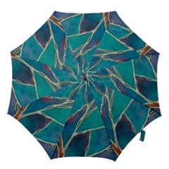 Aqua Batik, Abstract, Colorful Hook Handle Umbrellas (large)