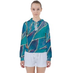 Aqua Batik, Abstract, Colorful Women s Tie Up Sweat by kyorashop23