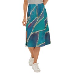 Aqua Batik, Abstract, Colorful Midi Panel Skirt