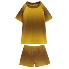 Amber Orange To Chocolate Brown Bilinear Gradient Kids  Swim T-shirt And Shorts Set by GradientsOmbre