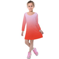Pink Lace To Scarlet Red Linear Gradient Kids  Long Sleeve Velvet Dress by GradientsOmbre
