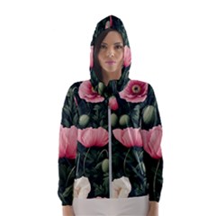 Poppy Flower Plant Petals Bloom Women s Hooded Windbreaker by Grandong