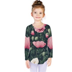 Poppy Flower Plant Petals Bloom Kids  Long Sleeve T-shirt