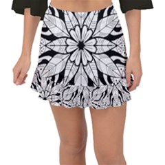Seamless Tiling Pattern Hand Drawn Black White Fishtail Mini Chiffon Skirt by Grandong