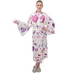 Hearts Love Purple Maxi Velvet Kimono by Grandong