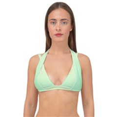 Cream Yellow To Mint Green Linear Gradient Double Strap Halter Bikini Top by GradientsOmbre