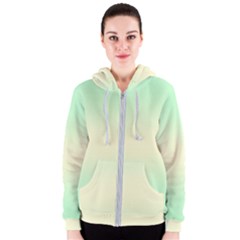 Mint Green To Cream Yellow Bilinear Gradient Women s Zipper Hoodie