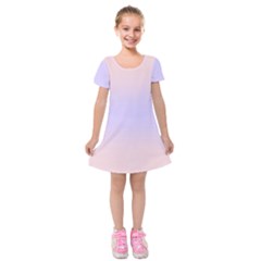 Pale Pink To Pale Violet Bilinear Gradient Kids  Short Sleeve Velvet Dress by GradientsOmbre