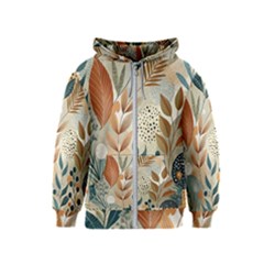 Leaves Pattern Flora Kids  Zipper Hoodie