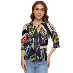 Abstract Case Women s Quarter Sleeve Pocket Shirt