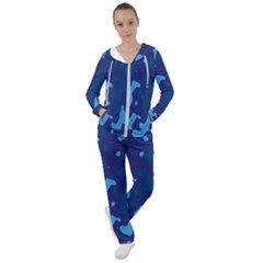 Blue Camouflage Pattern Women s Tracksuit