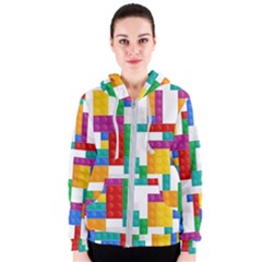 Colorful Bricks, Bricks, Colorful Women s Zipper Hoodie