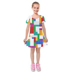 Colorful Bricks, Bricks, Colorful Kids  Short Sleeve Velvet Dress by kyorashop23