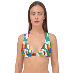 Colorful Bricks, Bricks, Colorful Double Strap Halter Bikini Top