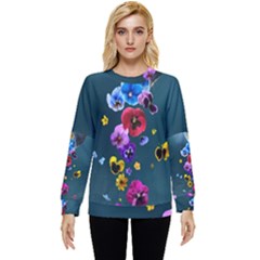 Falling Flowers, Art, Coffee Cup Hidden Pocket Sweatshirt by kyorashop23