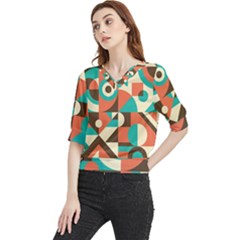 Retro Colorful Background, Retro Abstraction Quarter Sleeve Blouse