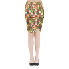 Template Christmas Pattern Midi Wrap Pencil Skirt