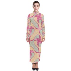 Abstract Pattern Design Scrapbooking Turtleneck Maxi Dress