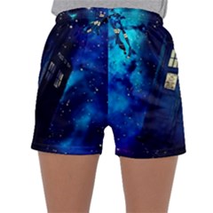 Tardis Doctor Who Space Galaxy Sleepwear Shorts by Cemarart