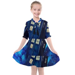 Tardis Doctor Who Space Galaxy Kids  All Frills Chiffon Dress