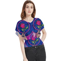 Enchanted Rose Stained Glass Butterfly Chiffon Blouse