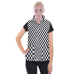 Pattern Checkered Squares Black White Pattern Women s Button Up Vest