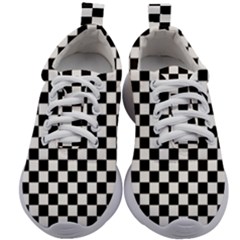 Pattern Checkered Squares Black White Pattern Kids Athletic Shoes