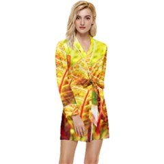 Leaves Plant Pattern Croton Nature Long Sleeve Satin Robe