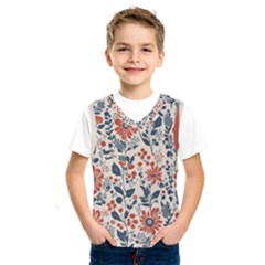 Retro Scandinavian Nordic Flowers Pattern Kids  Basketball Tank Top