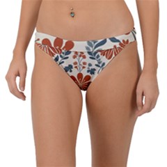 Retro Scandinavian Nordic Flowers Pattern 3 Band Bikini Bottoms