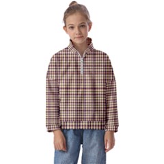 Retro 60s 50s Plaid Pattern 3 Kids  Half Zip Hoodie