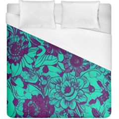 Mid Century Retro Floral 1970s 1960s Pattern 101 Duvet Cover (king Size)