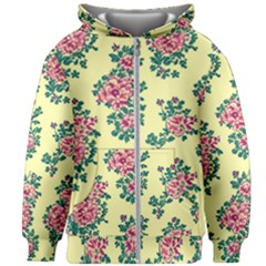 Retro 1880s Flowers Pattern 8 Kids  Zipper Hoodie Without Drawstring