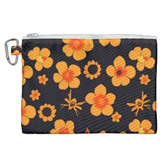 Retro 40s 50s Flowers Pattern Halloween Canvas Cosmetic Bag (xl) by violetheavensky