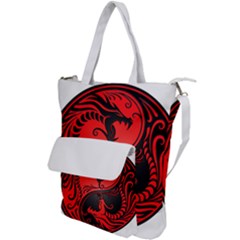 Red Yin Yang Dragons Shoulder Tote Bag