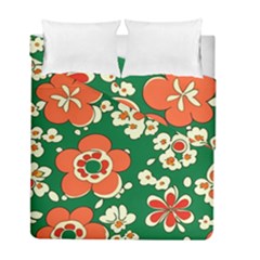 Mid Century Retro Floral 1970s 1960s Pattern 94 Duvet Cover Double Side (full/ Double Size) by violetheavensky