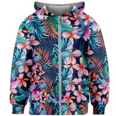 Hawaiian Flowers Hawaii Kids  Zipper Hoodie Without Drawstring