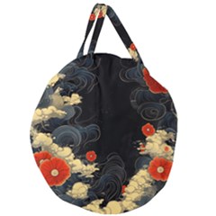 Korean Art Flowers Asian Pattern Giant Round Zipper Tote by Sabxi