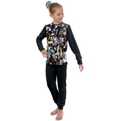 Jesus Christ Modern Halftone Pattern Kids  Long Sleeve Set  by snek