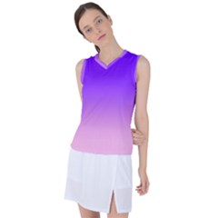 Indigo Violet To Cotton Candy Pink Linear Gradient Women s Sleeveless Sports Top