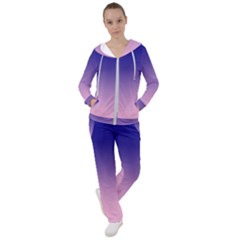 Navy Blue To Cotton Candy Pink Linear Gradient Women s Tracksuit