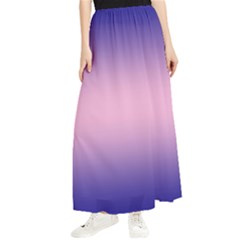 Navy Blue To Cotton Candy Pink Bilinear Gradient Maxi Chiffon Skirt by GradientsOmbre
