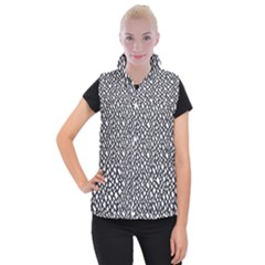 Black White Snake Pattern Women s Button Up Vest by DinkovaArt