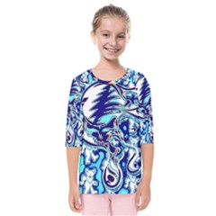 Trippy Dippy Bears Blue Dancing Greatful Dead Skull Steal Your Face Kids  Quarter Sleeve Raglan T-shirt
