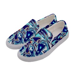 Trippy Dippy Bears Blue Dancing Greatful Dead Skull Steal Your Face Women s Canvas Slip Ons by Salmanaz77